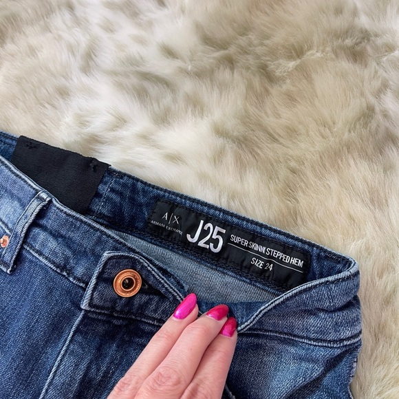 Armani Exchange J25 Super Skinny Stepped Hem Distressed Jeans - Picture 7 of 8